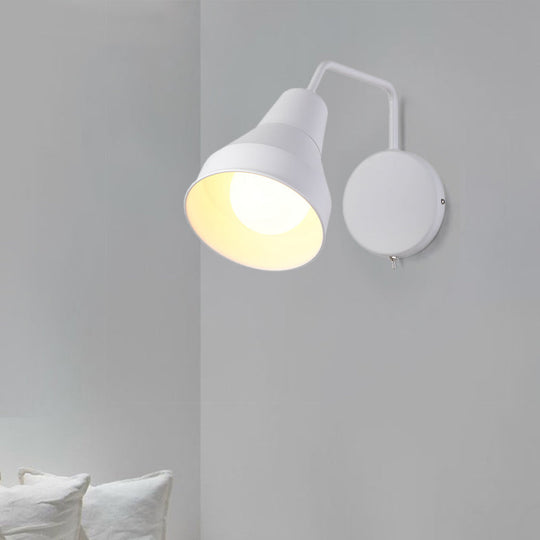 Modern Black/White Wall Light: Iron Horn Shape with Bent Swing Arm for Task Lighting