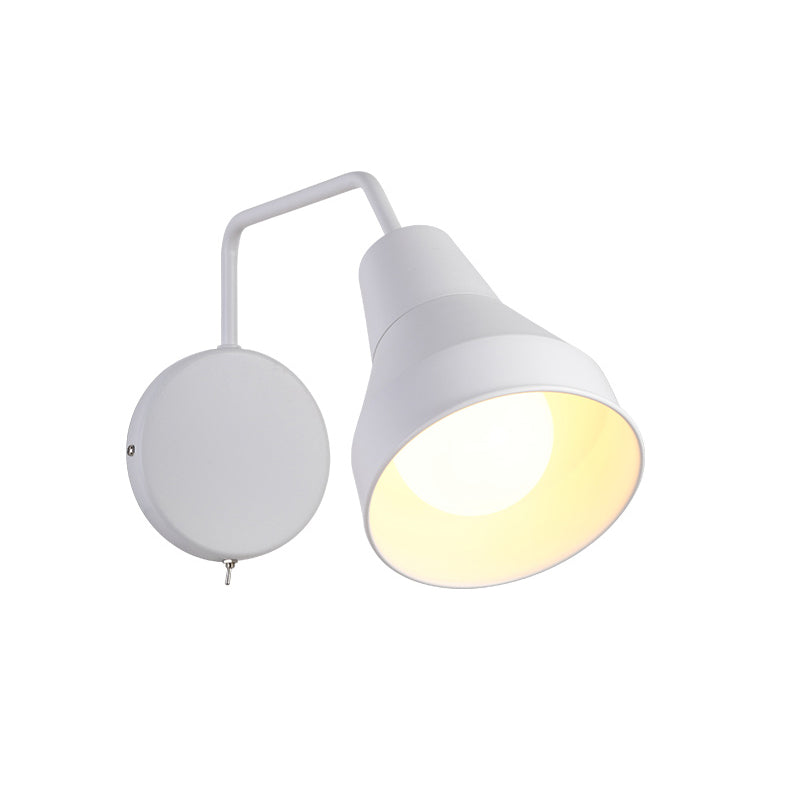 Modern Black/White Wall Light: Iron Horn Shape with Bent Swing Arm for Task Lighting