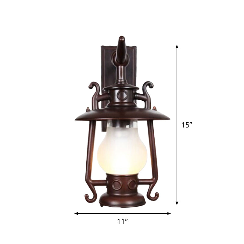 Modern Kerosene Wall Sconce Lamp with Frosted Glass - Factory Black Finish, 1-Light Fixture
