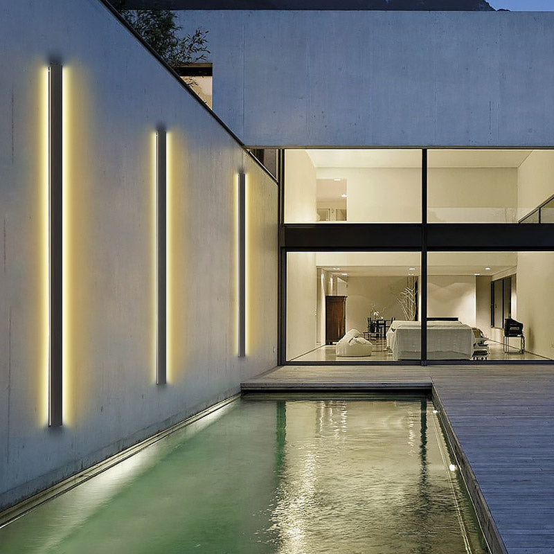 Waterproof Outdoor Long LED Linear Lights Black Modern Wall Lighting