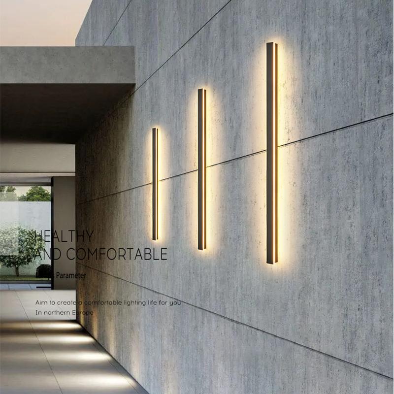 Waterproof Long Linear LED Wall Lamp Outdoor Wall Lights Black Porch Lights