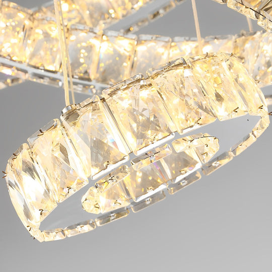 Luxury Crystal 3-Tier LED Chandelier – Geometric or Stacked Ring Pendant Light