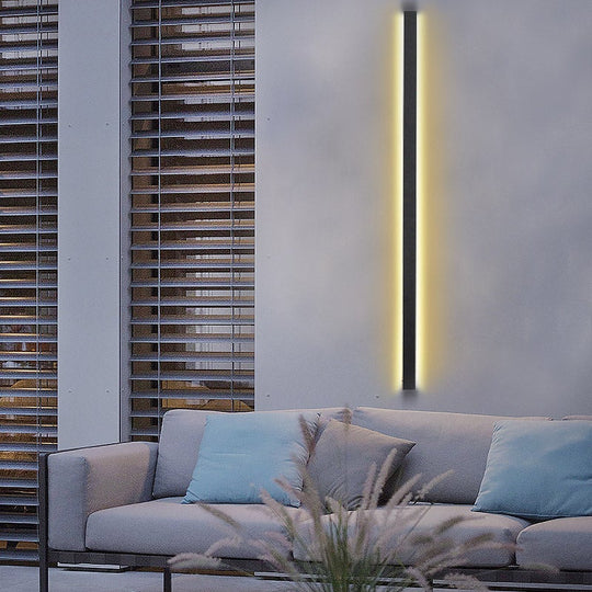 Long Linear LED Waterproof Black Minimalist Outdoor Wall Lights Exterior Lights