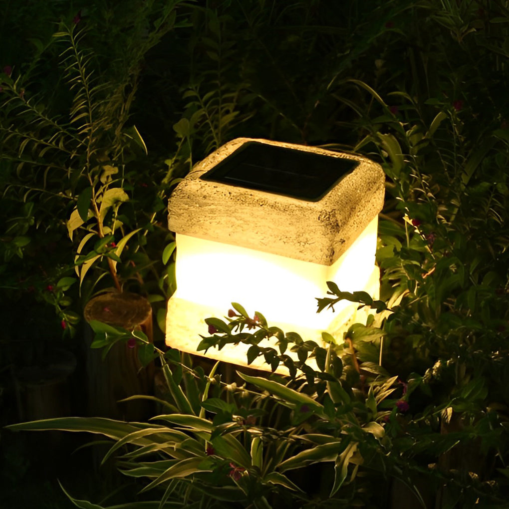 Sleek Square Resin Solar LED Garden Lamp