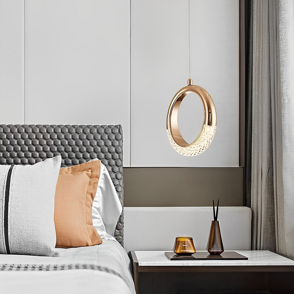 Ring Shaped LED Electroplated Metal Modern Pendant Light