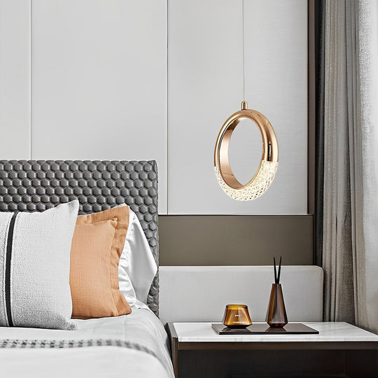 Ring Shaped LED Electroplated Metal Modern Pendant Light