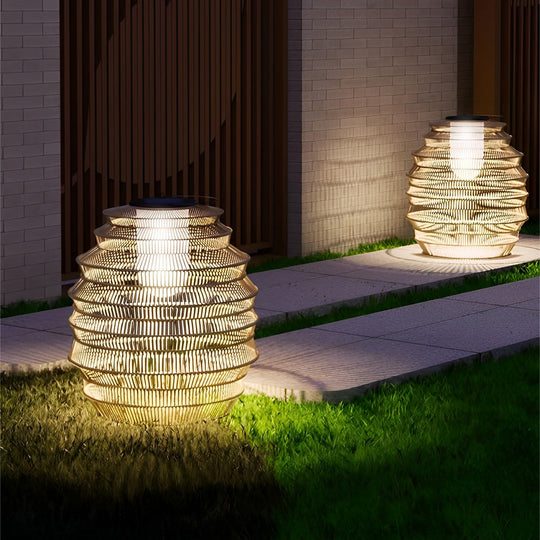 Waterproof Handwoven Rattan Solar Outdoor Lantern