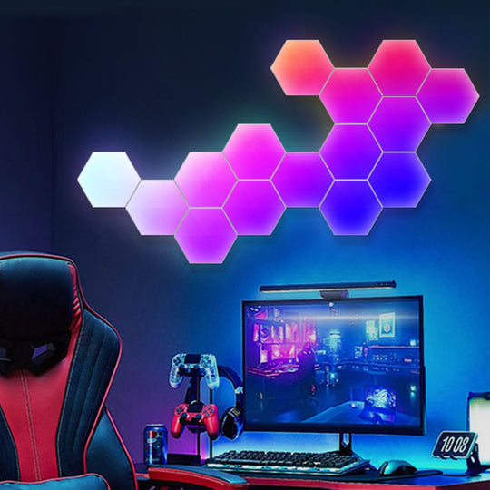 Hexagon Cellular Shaped RGBIC Smart Wall Lamp – Music Sync LED Panels