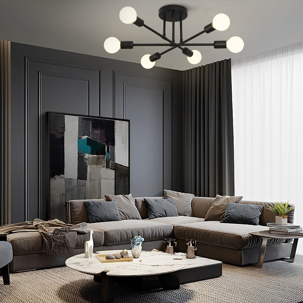 Elegant 6 Light Flush Mount LED Ceiling Light with E26 E27 Base