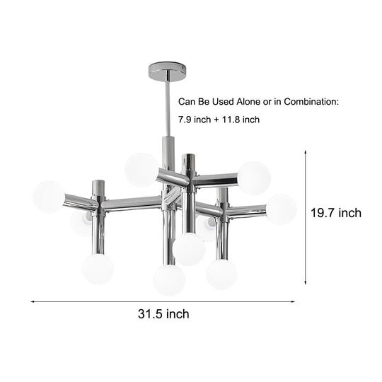 10-Light Glass Ball Creative Sputnik Modern Chandelier – Chrome Finish