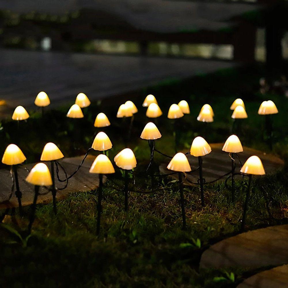 Outdoor Mini Mushroom RGB Solar 16.4 ft LED String Lights