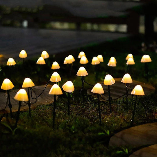Outdoor Mini Mushroom RGB Solar 16.4 ft LED String Lights
