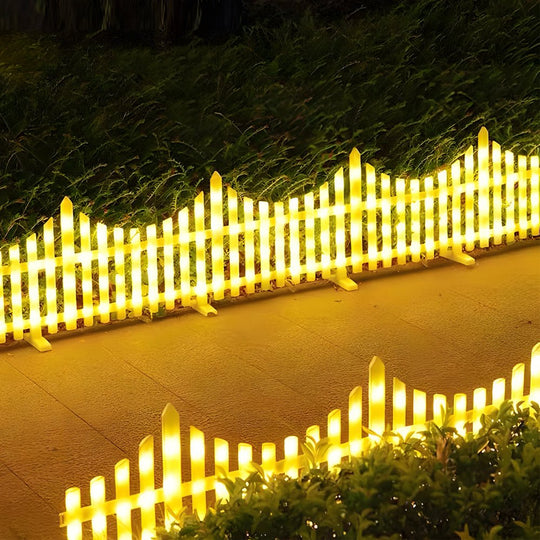 Wave-Shaped Solar LED Lighted Garden Fence (8-Pack)