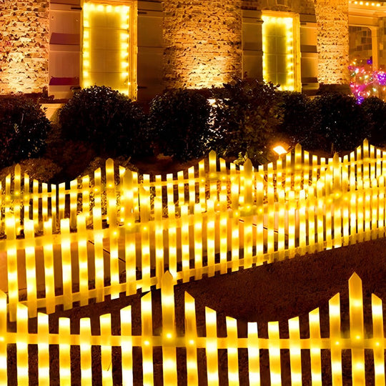 Wave-Shaped Solar LED Lighted Garden Fence (8-Pack)