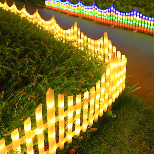 Wave-Shaped Solar LED Lighted Garden Fence (8-Pack)