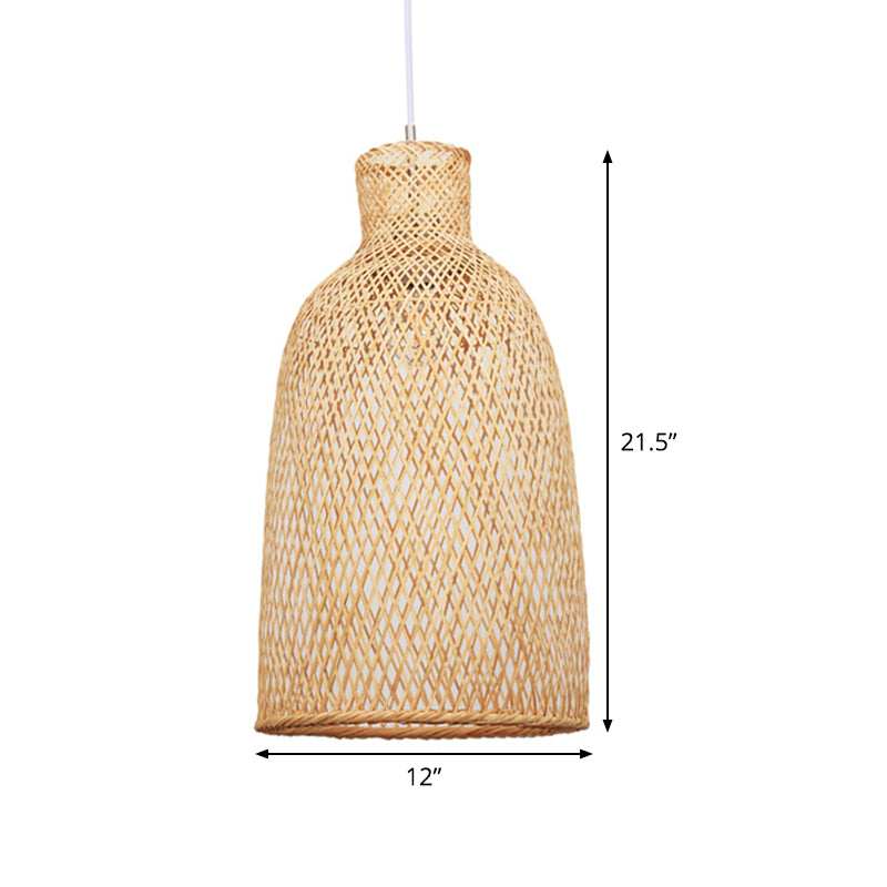 Japanese Bamboo Trumpet Pendant Lamp for Dining Table with 1 Bulb