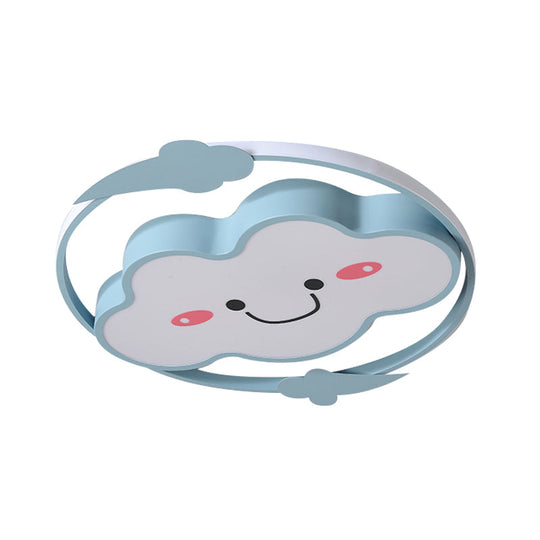 Iron Rainbow/Cloud Flush Mount LED Ceiling Light - Cartoon Pink/Blue Fixture for Kids' Bedroom
