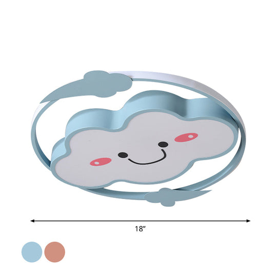 Iron Rainbow/Cloud Flush Mount LED Ceiling Light - Cartoon Pink/Blue Fixture for Kids' Bedroom