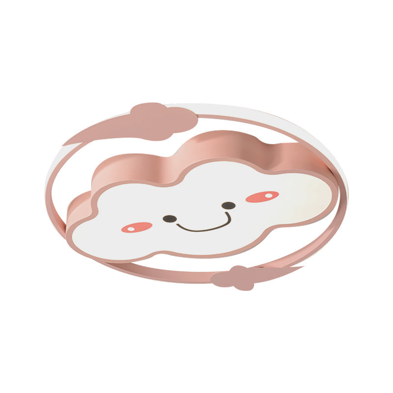 Iron Rainbow/Cloud Flush Mount LED Ceiling Light - Cartoon Pink/Blue Fixture for Kids' Bedroom