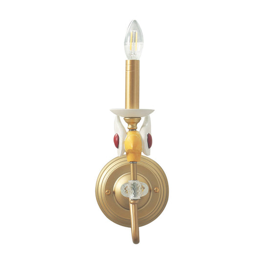 Metal Wall Mount Light: Candelabra Single Bulb Gold Sconce for Kids Bedroom