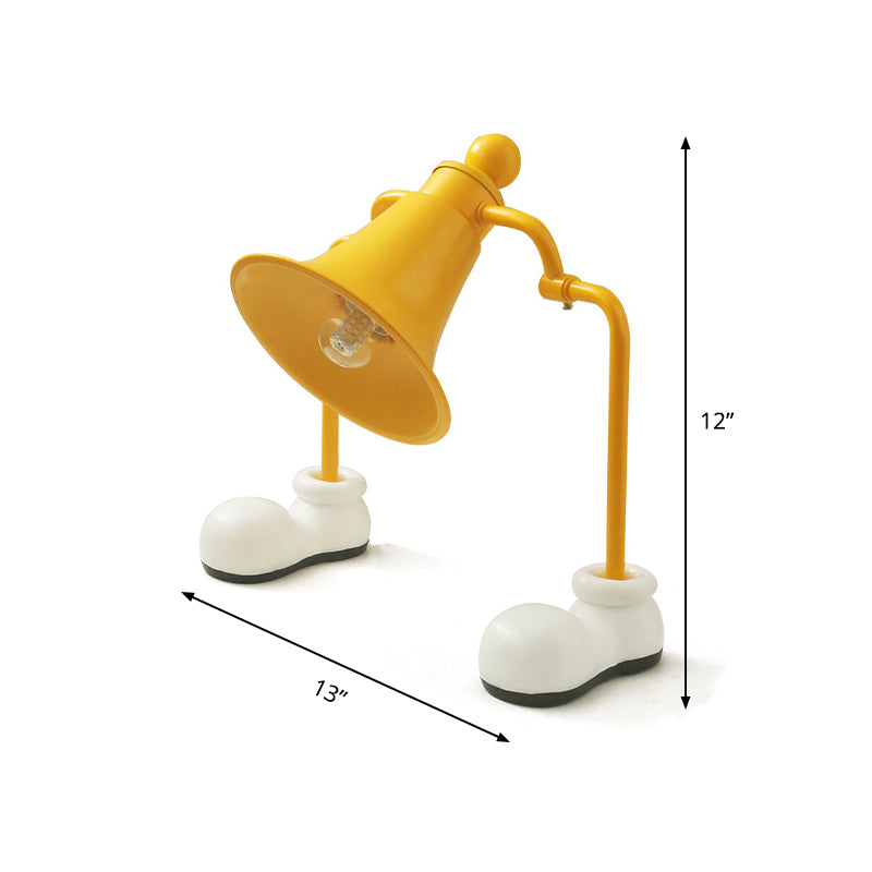 Trumpet Reading Light for Kids with Metal Frame and Yellow Finish - Single Bulb Study Lamp with Shoe-Shaped Base