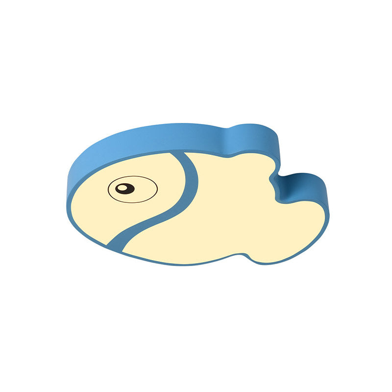 Cartoon Fish Ceiling Light for Kids' Bedrooms – White/Blue LED Acrylic Flushmount Fixture