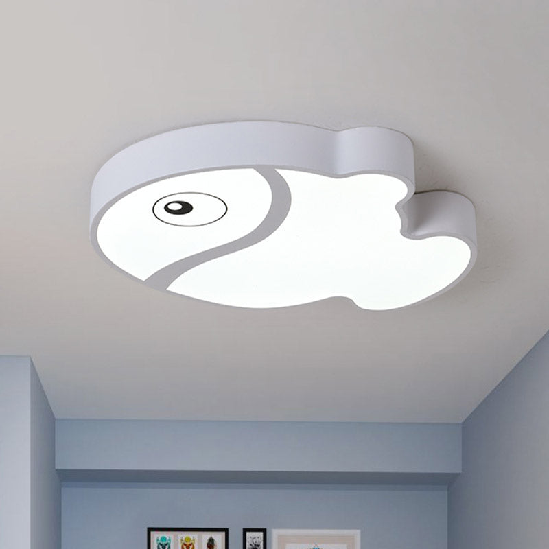 Cartoon Fish Ceiling Light for Kids' Bedrooms – White/Blue LED Acrylic Flushmount Fixture