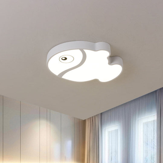 Cartoon Fish Ceiling Light for Kids' Bedrooms – White/Blue LED Acrylic Flushmount Fixture