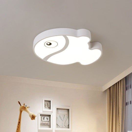 Cartoon Fish Ceiling Light for Kids' Bedrooms – White/Blue LED Acrylic Flushmount Fixture