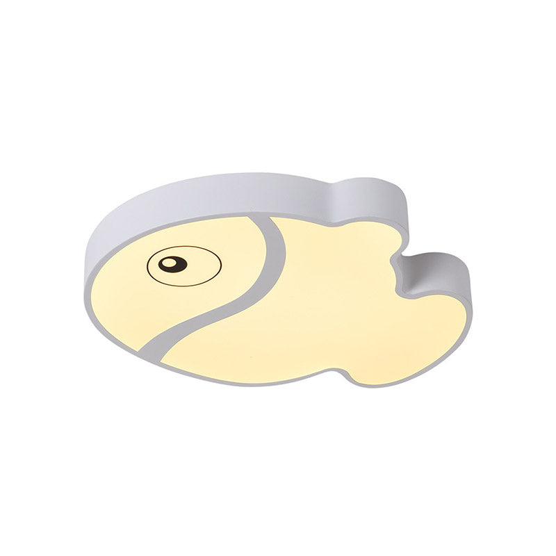 Cartoon Fish Ceiling Light for Kids' Bedrooms – White/Blue LED Acrylic Flushmount Fixture