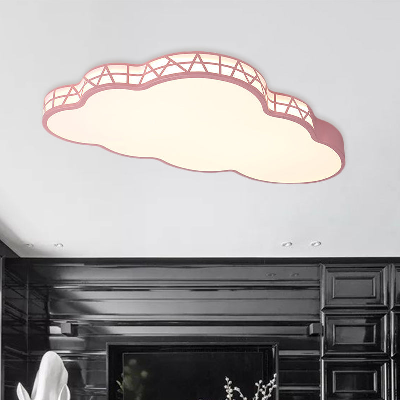 Creative LED Cloud Flush Ceiling Light for Kids Bedroom in White/Pink/Blue