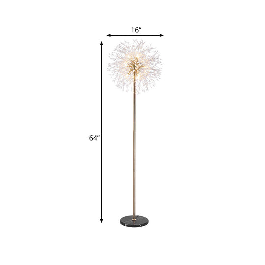 Gold Urchin Floor Lamp: Modern Style, 8-Light Crystal Bead Stand-Up Light