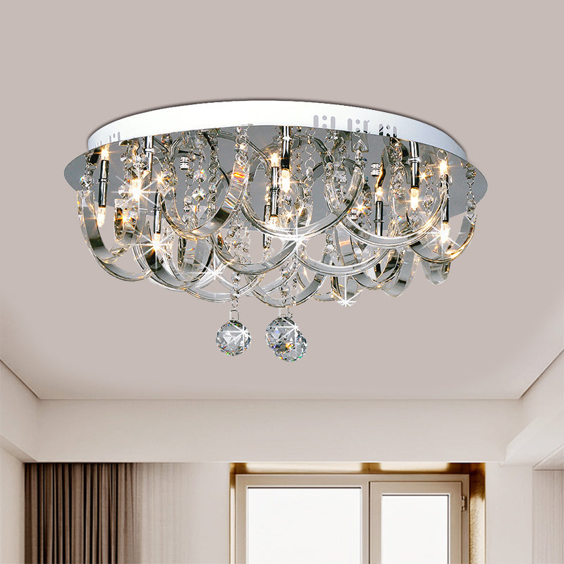 Modern Crystal Flush Mount Ceiling Light with Twisted Clear Design - 8 Heads for Bedroom
