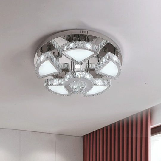 Modern LED Spotlight with Waterfall Crystal Shade for Bedroom Ceiling in Chrome, 24"/31.5" W