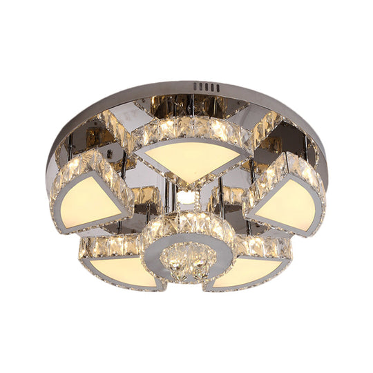 Modern LED Spotlight with Waterfall Crystal Shade for Bedroom Ceiling in Chrome, 24"/31.5" W