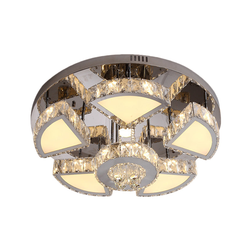 Modern LED Spotlight with Waterfall Crystal Shade for Bedroom Ceiling in Chrome, 24"/31.5" W