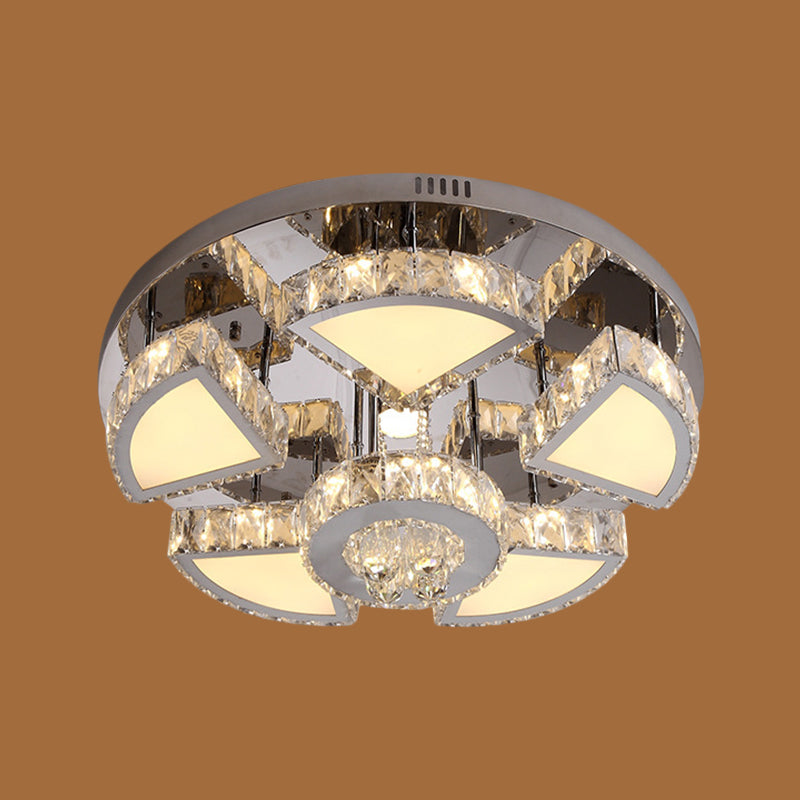 Modern LED Spotlight with Waterfall Crystal Shade for Bedroom Ceiling in Chrome, 24"/31.5" W
