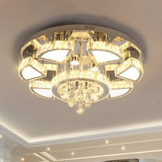 Modern LED Spotlight with Waterfall Crystal Shade for Bedroom Ceiling in Chrome, 24"/31.5" W