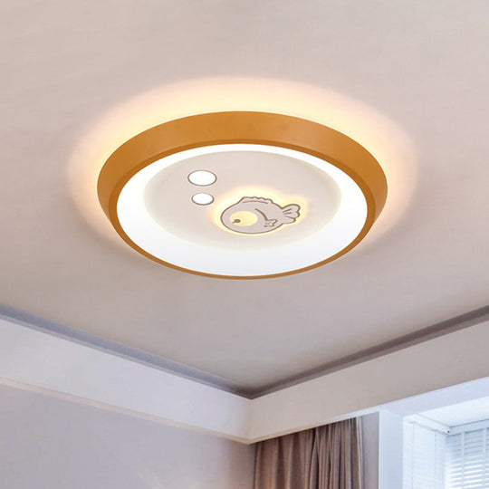 Ultrathin Ceiling Flush Light for Kids Bedroom - Acrylic LED Lamp in White with Cute Cartoon Design (Flower/Moon/Fish)