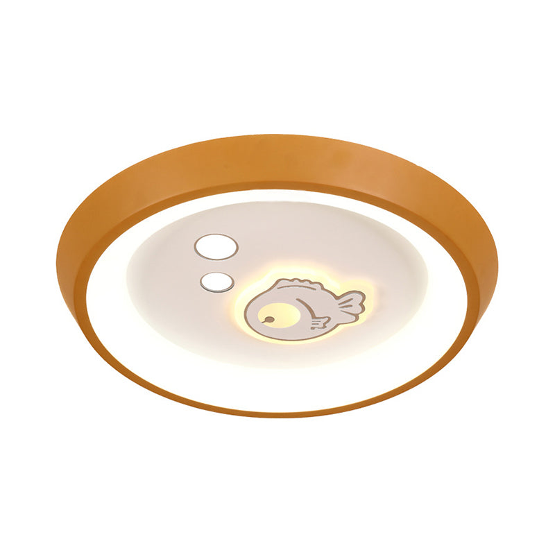 Ultrathin Ceiling Flush Light for Kids Bedroom - Acrylic LED Lamp in White with Cute Cartoon Design (Flower/Moon/Fish)