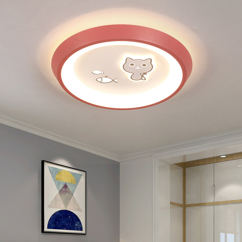 Ultrathin Ceiling Flush Light for Kids Bedroom - Acrylic LED Lamp in White with Cute Cartoon Design (Flower/Moon/Fish)