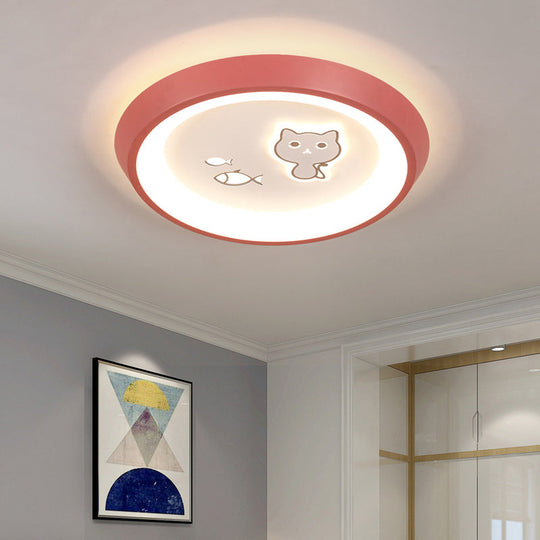 Ultrathin Ceiling Flush Light for Kids Bedroom - Acrylic LED Lamp in White with Cute Cartoon Design (Flower/Moon/Fish)