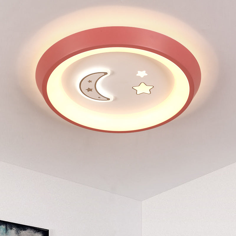 Ultrathin Ceiling Flush Light for Kids Bedroom - Acrylic LED Lamp in White with Cute Cartoon Design (Flower/Moon/Fish)