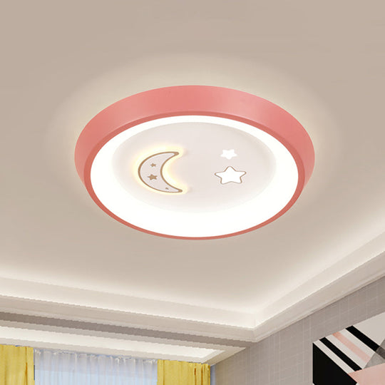 Ultrathin Ceiling Flush Light for Kids Bedroom - Acrylic LED Lamp in White with Cute Cartoon Design (Flower/Moon/Fish)