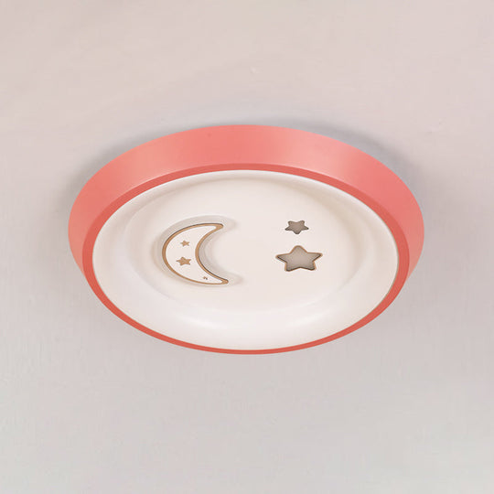 Ultrathin Ceiling Flush Light for Kids Bedroom - Acrylic LED Lamp in White with Cute Cartoon Design (Flower/Moon/Fish)