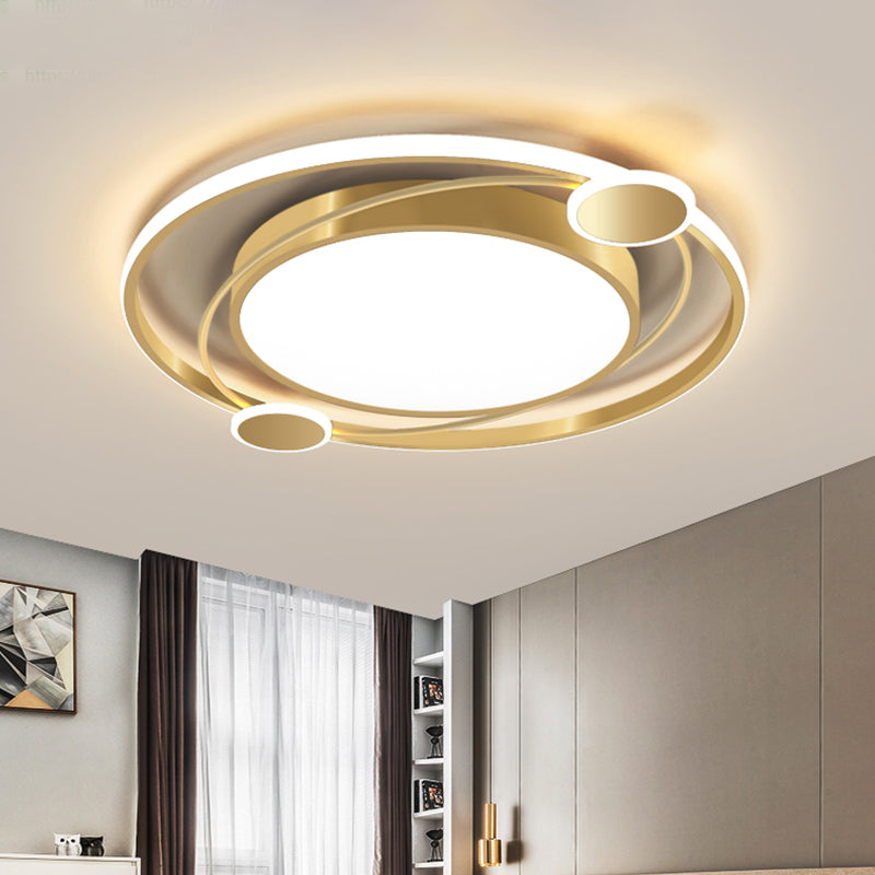 Gold Orbit Planet LED Ceiling Flush Light for Kids - Warm/White Light
