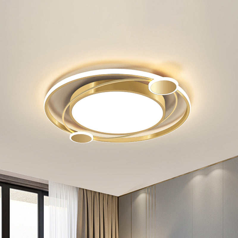 Gold Orbit Planet LED Ceiling Flush Light for Kids - Warm/White Light