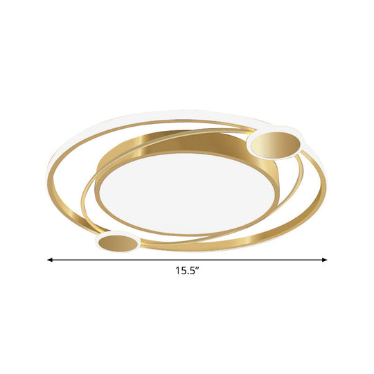 Gold Orbit Planet LED Ceiling Flush Light for Kids - Warm/White Light