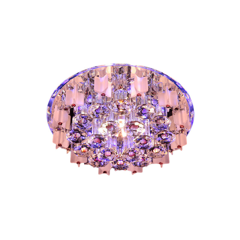 LED Prism Flush Mount Crystal Ceiling Light in White/Warm/Multi-Color