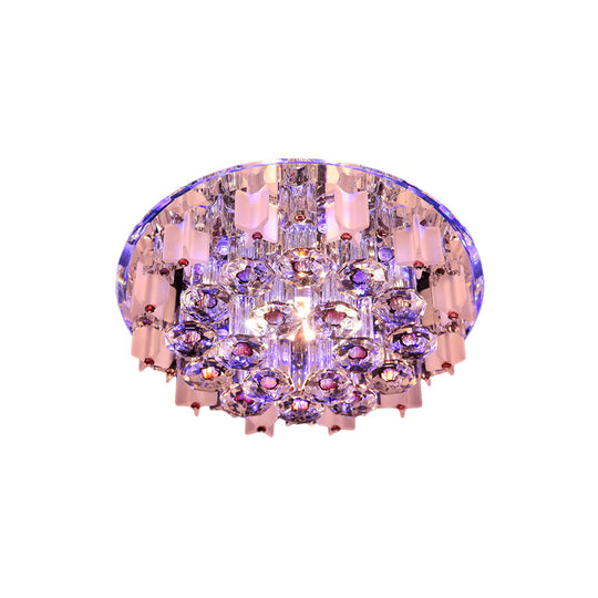 LED Prism Flush Mount Crystal Ceiling Light in White/Warm/Multi-Color